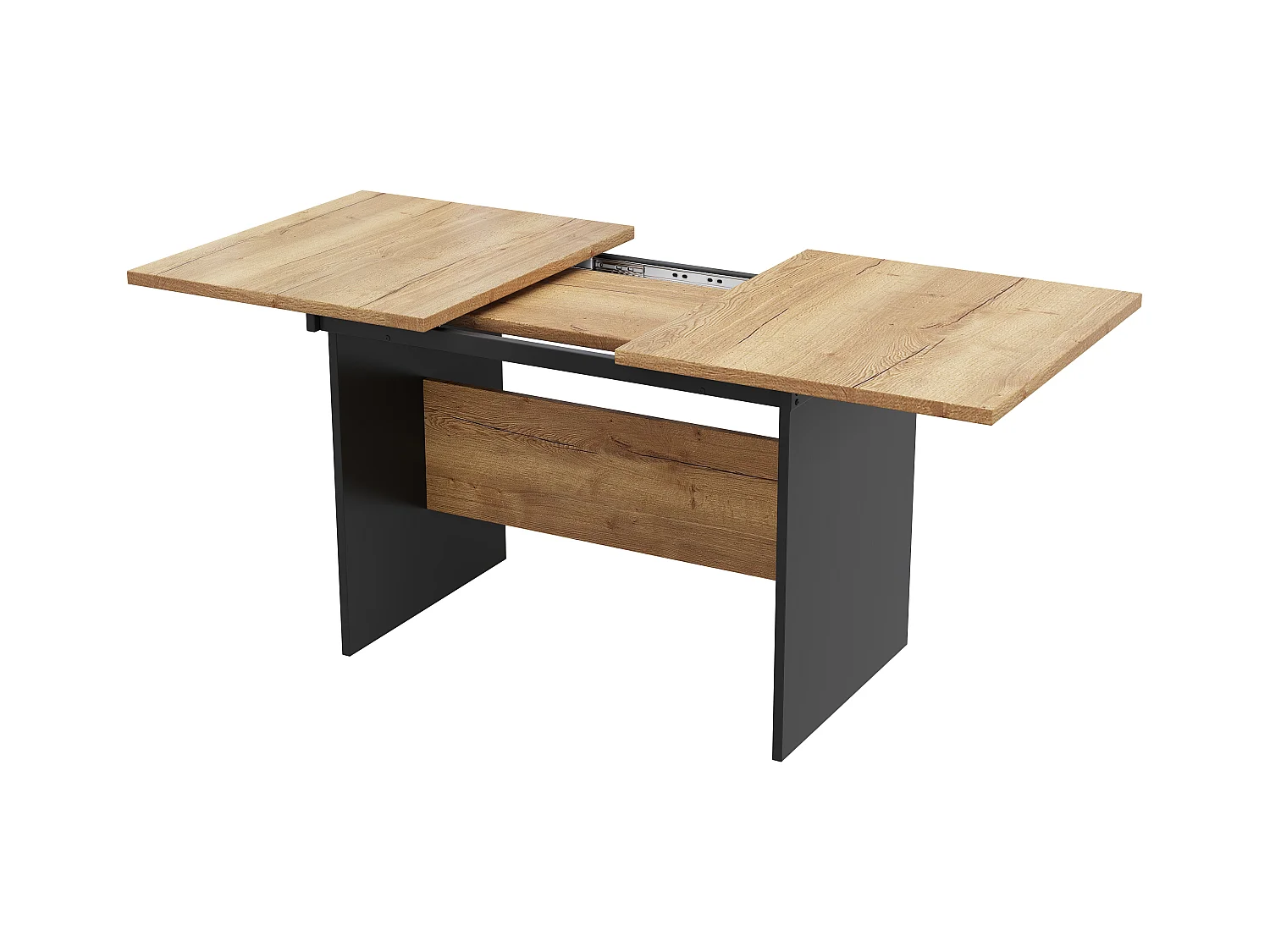 Table à manger rectangle extensible 4-6 personnes en MDF, en finition woodgrain naturel clair - 140/180x80x75cm