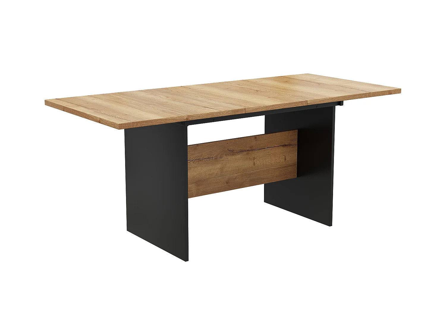 Table à manger rectangle extensible 4-6 personnes en MDF, en finition woodgrain naturel clair - 140/180x80x75cm