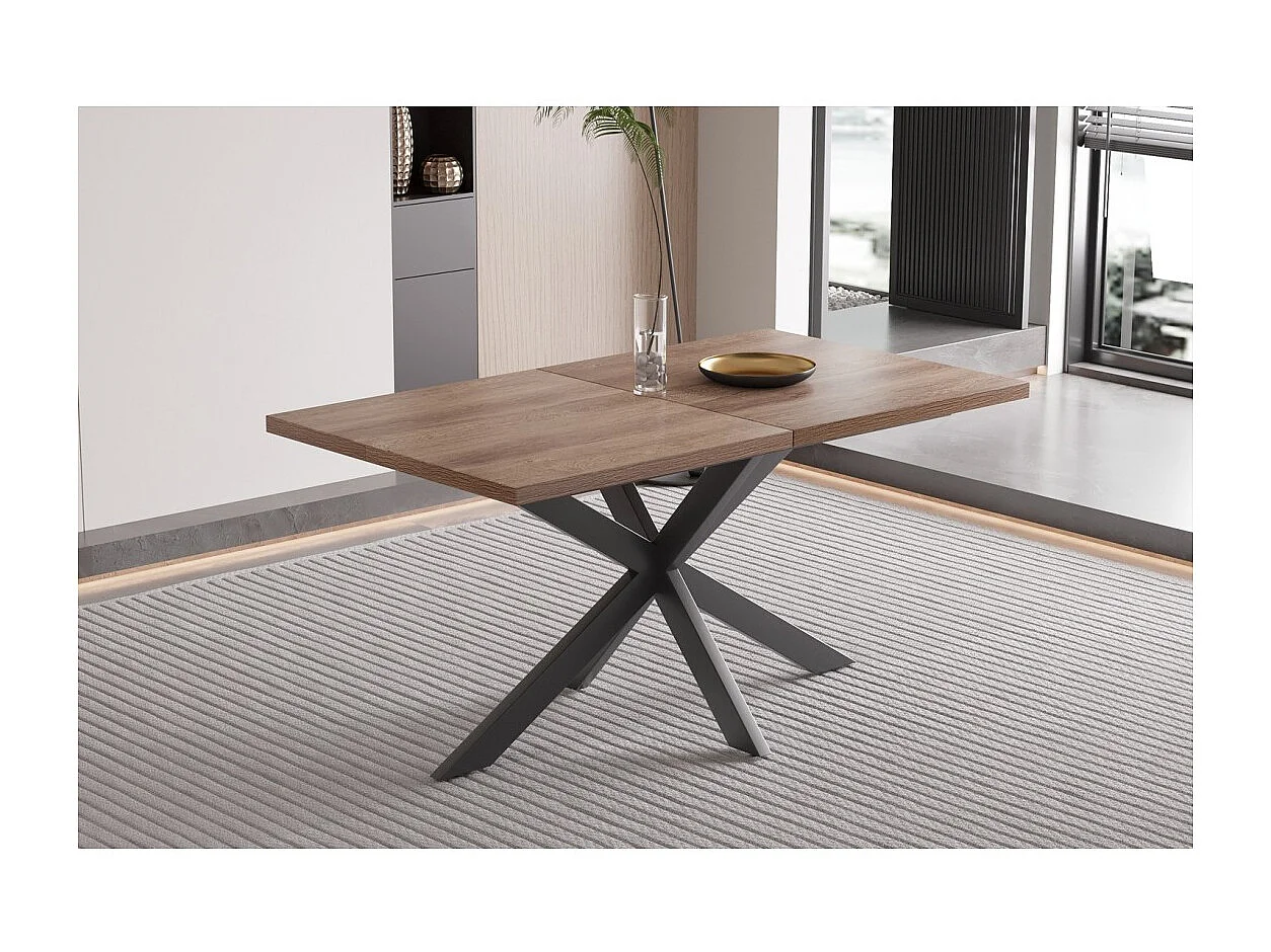 Mesa extensible KALVANO – 160 a 200 cm – Roble oscuro – Tablero de 40 mm – Diseño contemporáneo