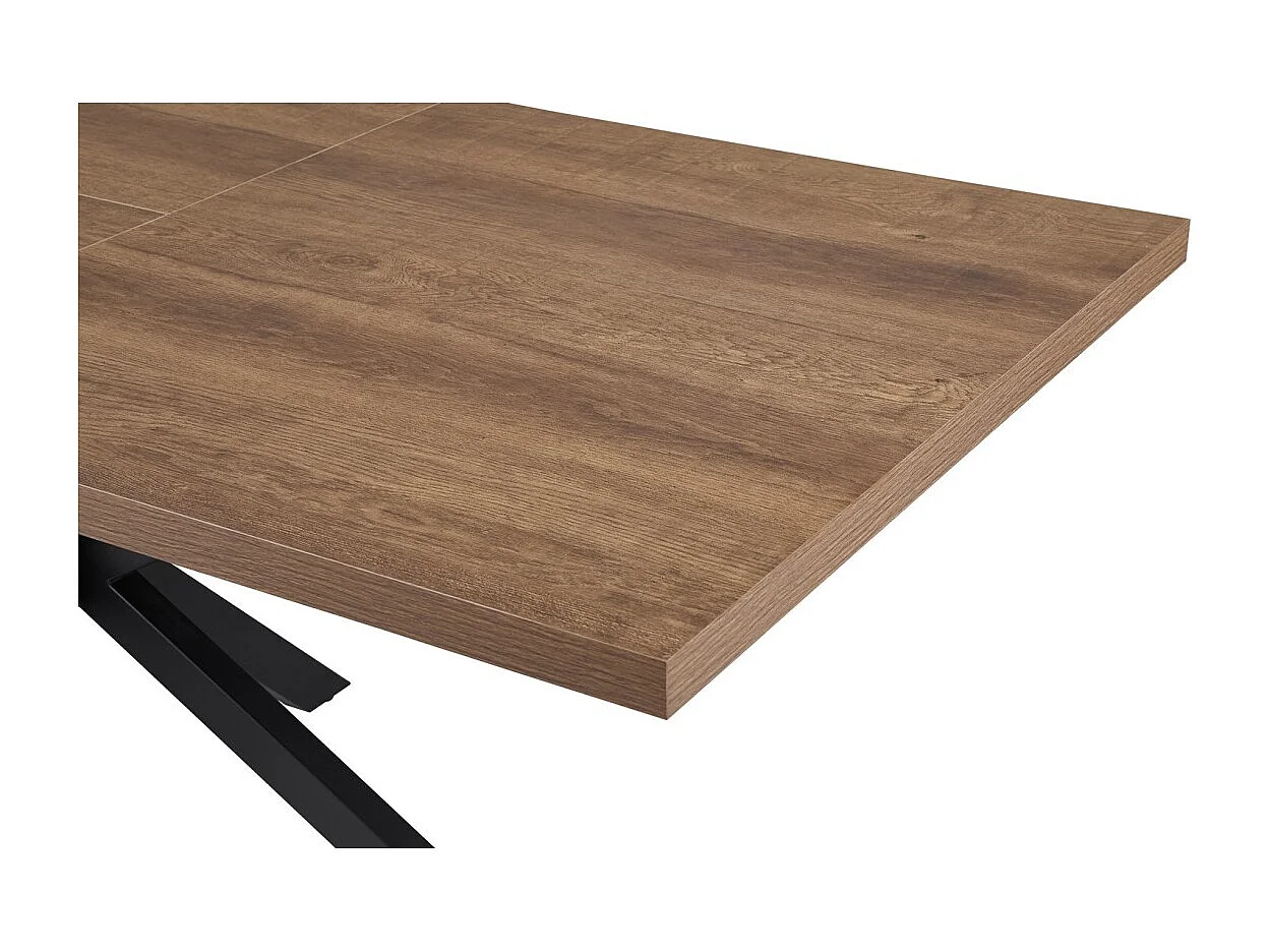 Mesa extensible KALVANO – 160 a 200 cm – Roble oscuro – Tablero de 40 mm – Diseño contemporáneo