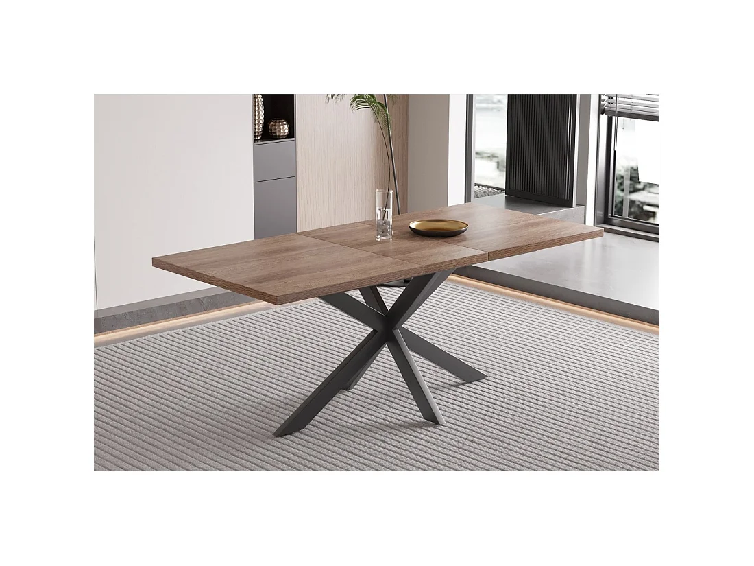 Table extensible KALVANO – 160 à 200 cm – Chêne foncé – Plateau 40 mm – Design contemporain