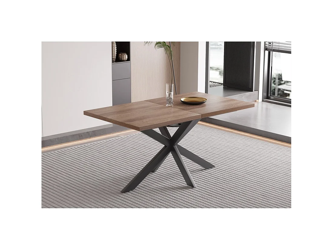 Table extensible KALVANO – 160 à 200 cm – Chêne foncé – Plateau 40 mm – Design contemporain