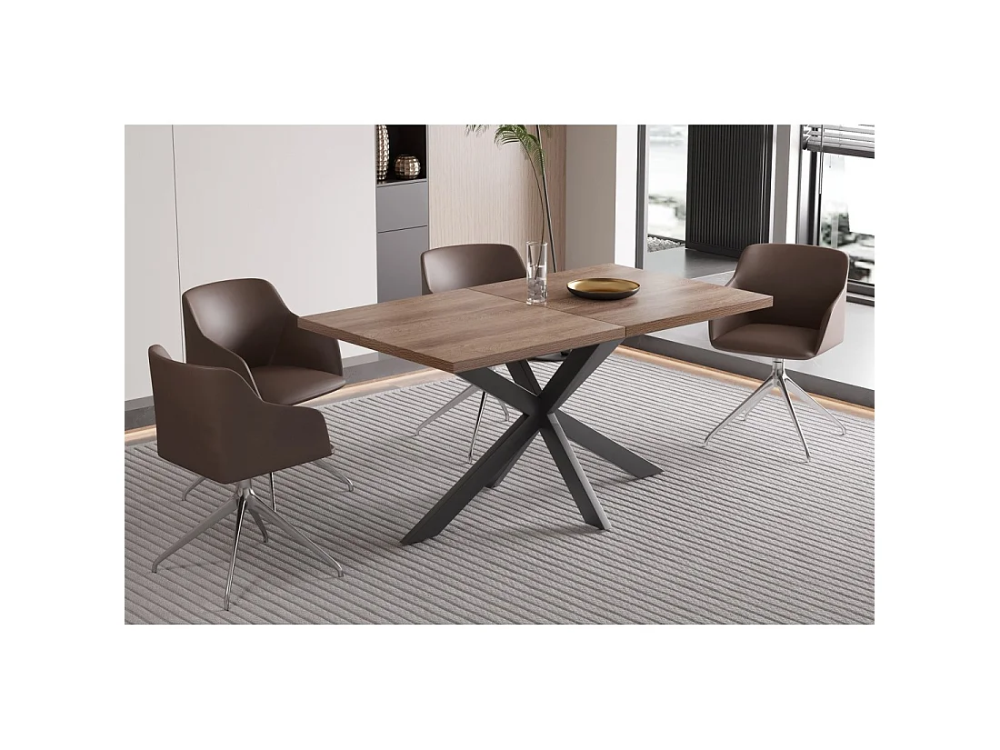 Table extensible KALVANO – 160 à 200 cm – Chêne foncé – Plateau 40 mm – Design contemporain