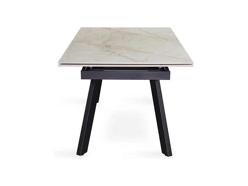 Table extensible LAROS – 160 à 240 cm – Plateau en pierre marbré beige – Structure métal – Design haut de gamme