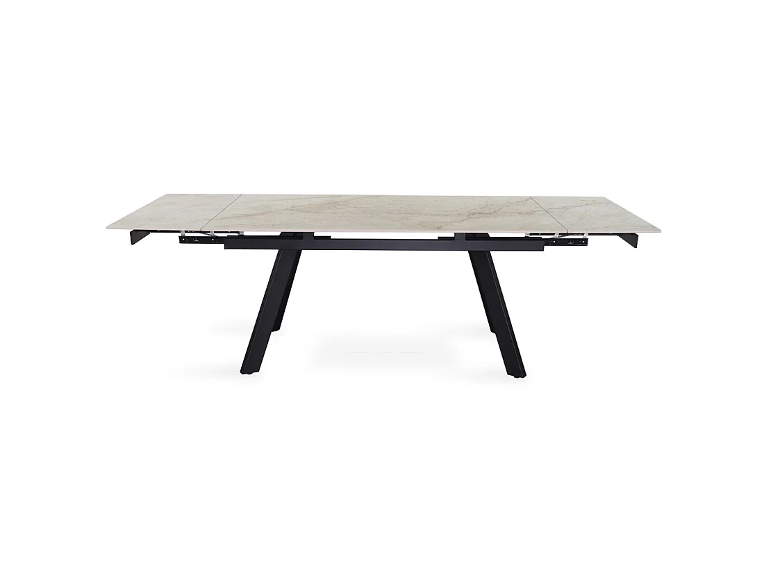 Table extensible LAROS – 160 à 240 cm – Plateau en pierre marbré beige – Structure métal – Design haut de gamme