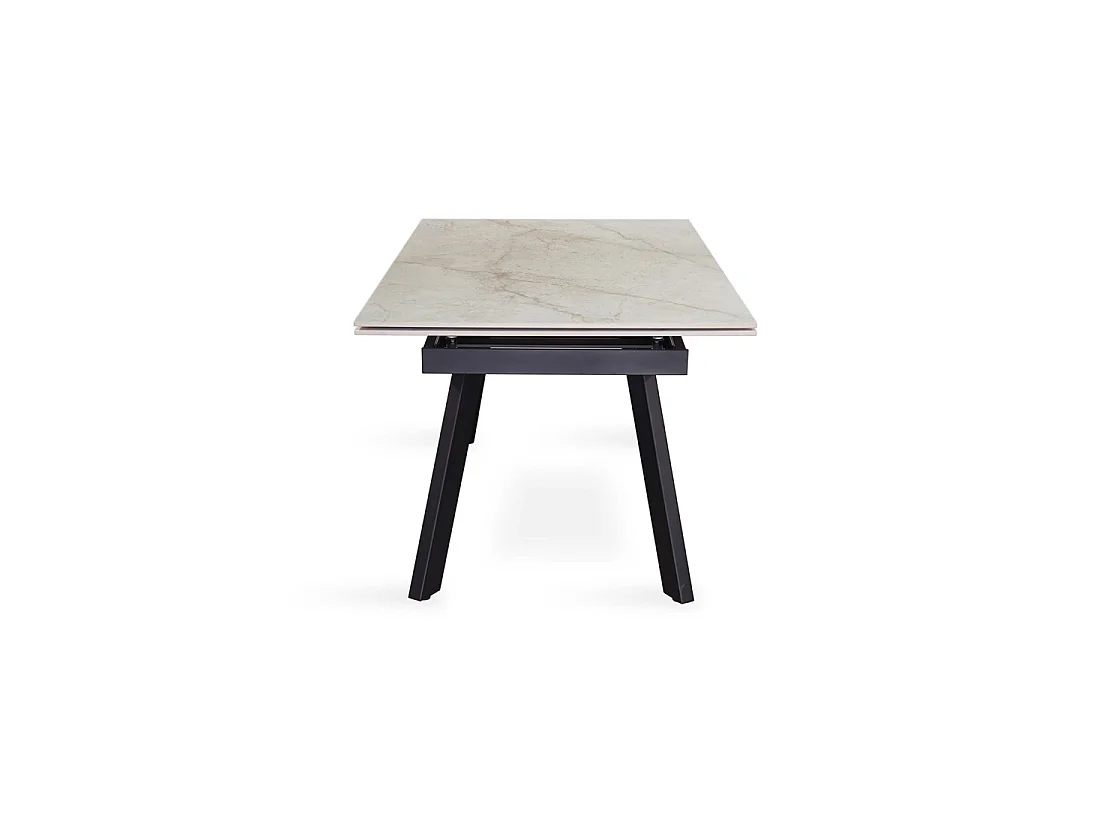 Table extensible LAROS – 160 à 240 cm – Plateau en pierre marbré beige – Structure métal – Design haut de gamme