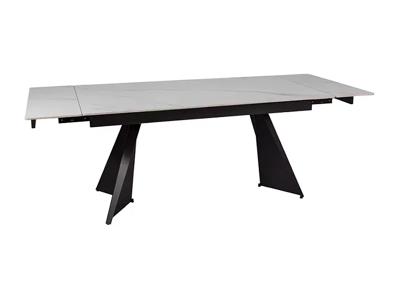 Table de salle à manger extensible 160 + 80cm en céramique blanc mat BARILA