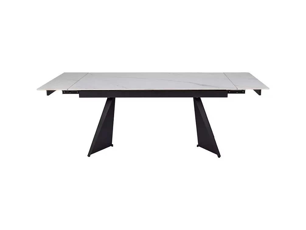 Table de salle à manger extensible 160 + 80cm en céramique blanc mat BARILA