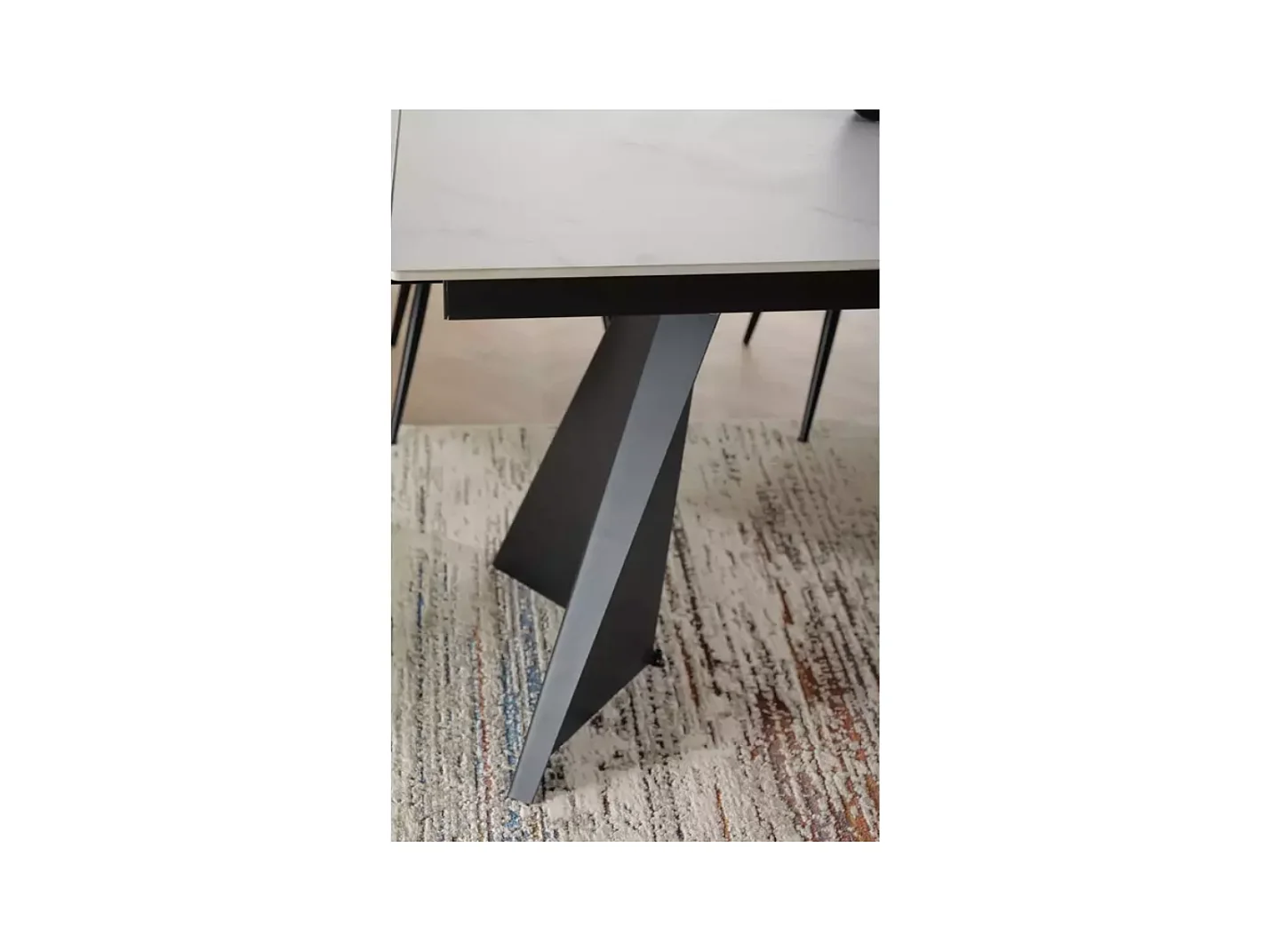 Table de salle à manger extensible 160 + 80cm en céramique blanc mat BARILA