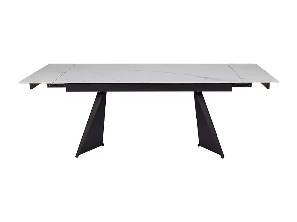 Table de salle à manger extensible 160 / 220cm en céramique blanc mat BARILA