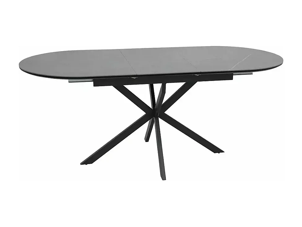 Table extensible 140-180 cm céramique grise 8 pers pied noir ovale MILANOZ
