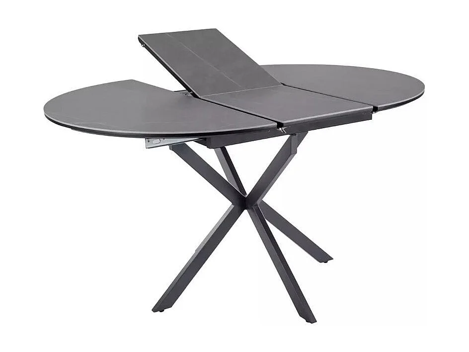 Table extensible 140-180 cm céramique grise 8 pers pied noir ovale MILANOZ