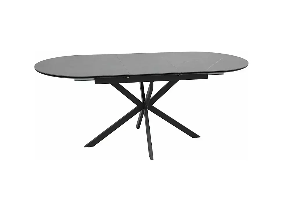 Table extensible 140-180 cm céramique grise 8 pers pied noir ovale MILANOZ