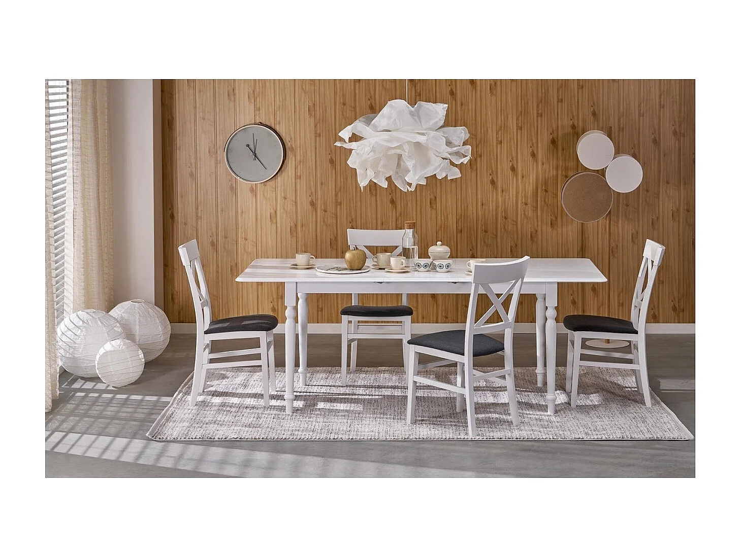 Table à manger Nelson (90x160-200)/Extensible/Blanc