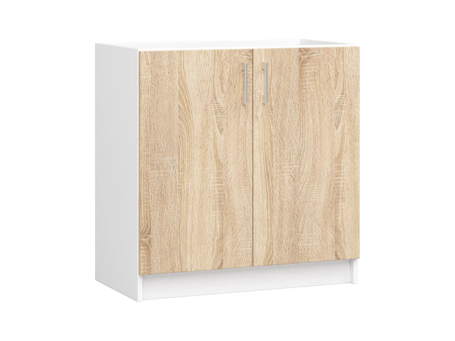 Ensemble de cuisine vitré AKORD LIMA 1.8m Blanc 180 cm 7 portes 1 tiroir façade Chêne Sonoma 8 étagères 180x44,5x203 cm