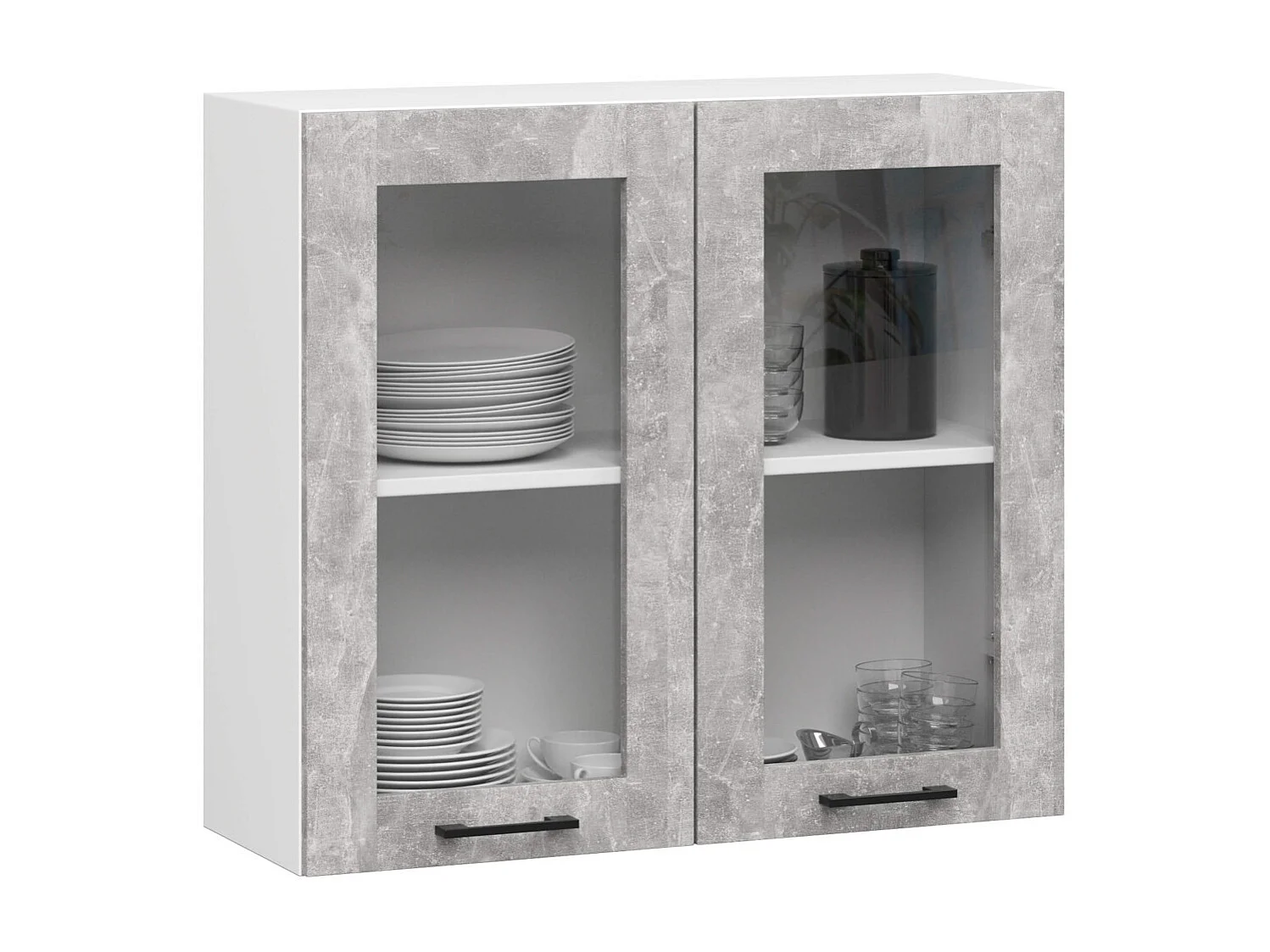 Küchenmöbel-Set OLIWIA 3.0m Modulares Weiß 300 cm 11 Türen 1 Schublade Front Beton B300xH203xT46 cm