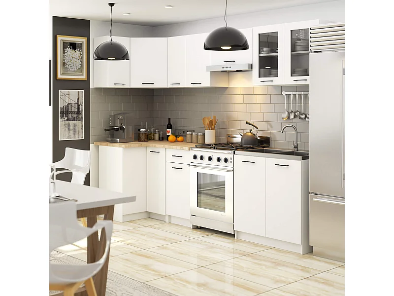 Küchenmöbel-Set OLIWIA 3.0m Modulares Weiß 300 cm 11 Türen 1 Schublade B300xH203xT46 cm