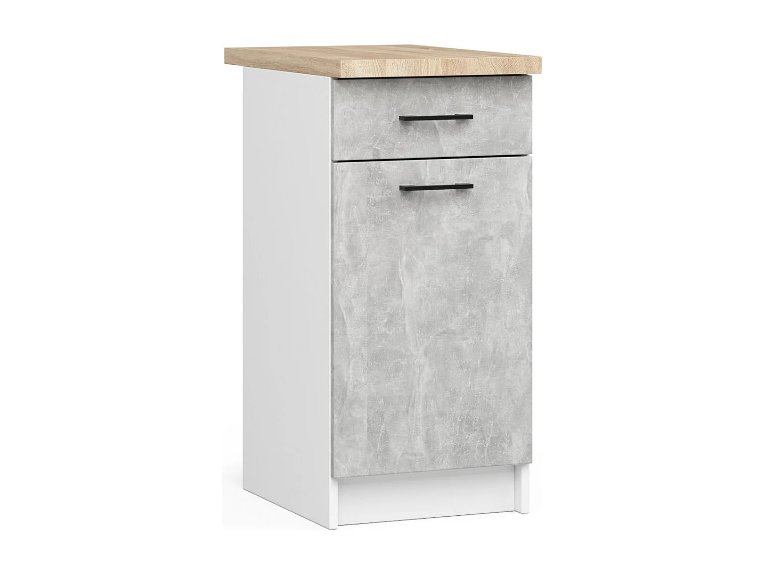 Ensemble de cuisine vitré AKORD OLIWIA 2.4m Blanc 240 cm 11 portes 1 tiroir façade Béton 240x46x203 cm