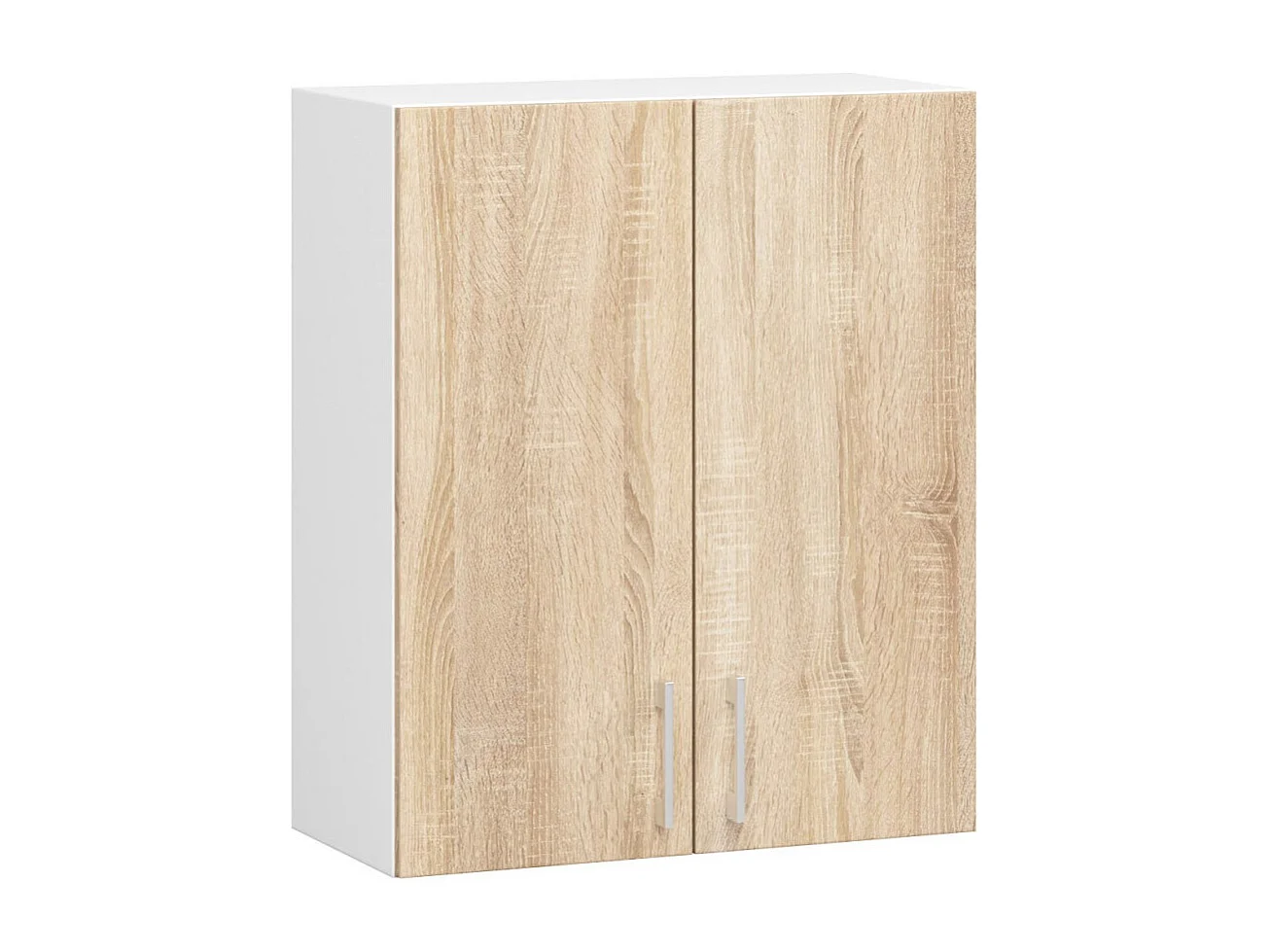 Complete Keuken, Keukenmeubelset met Verkblad LIMA H720 240 cm breed met Vitrinekast / Keukeneenheid zonder apparatuur / Wit – Sonoma Eik / 240 x 203 x 44,5 cm