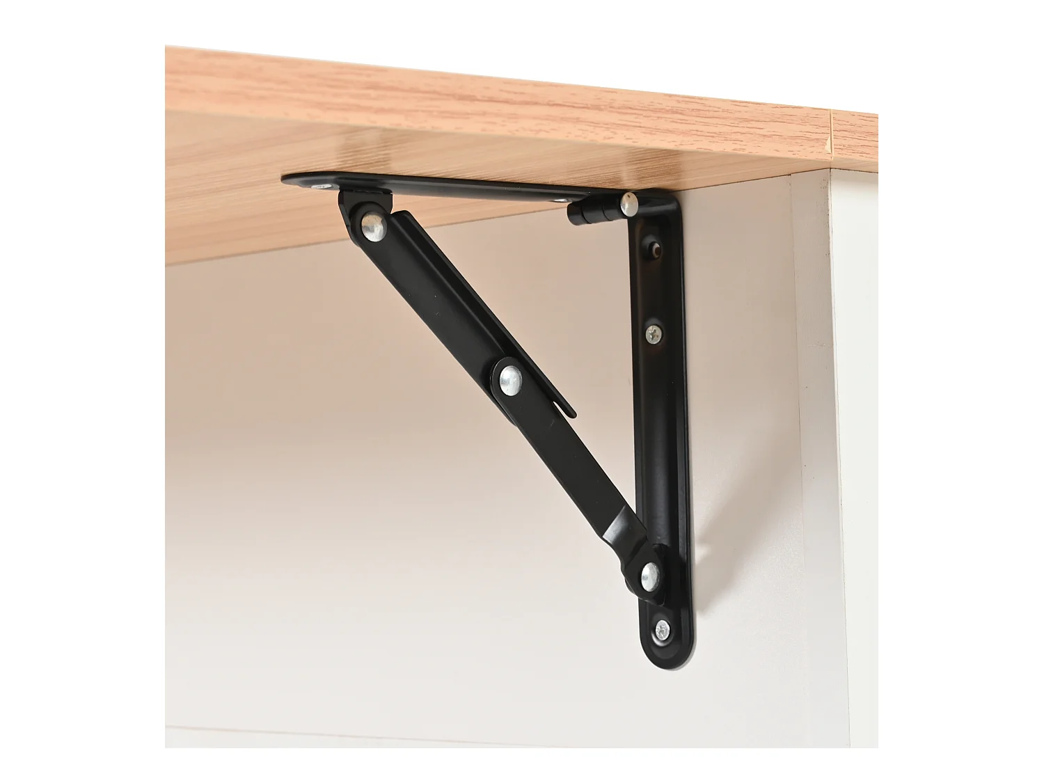 Mobilny wózek kuchenny - Biała wyspa kuchenna z 3 szuflady i 2 drzwi - składany blat - czarne uchwyty