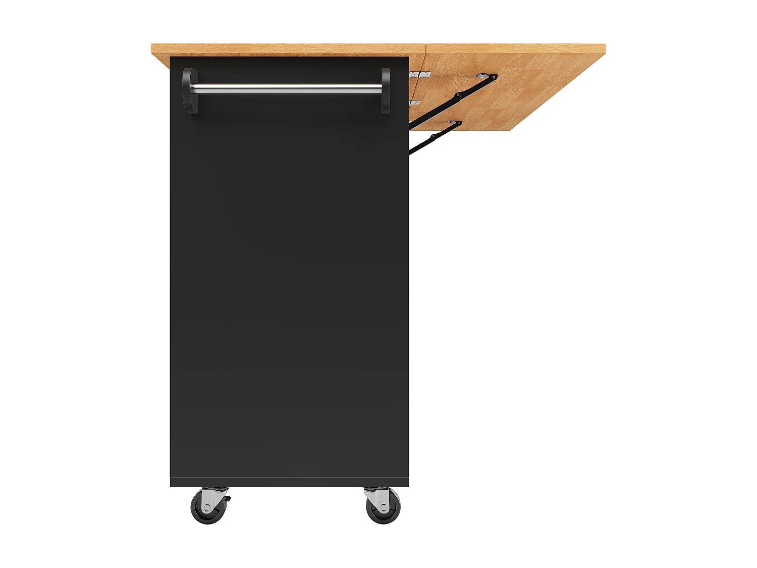 Isla de cocina negra - Isla de cocina móvil con especiero y 8 cajones - Superficie extensible