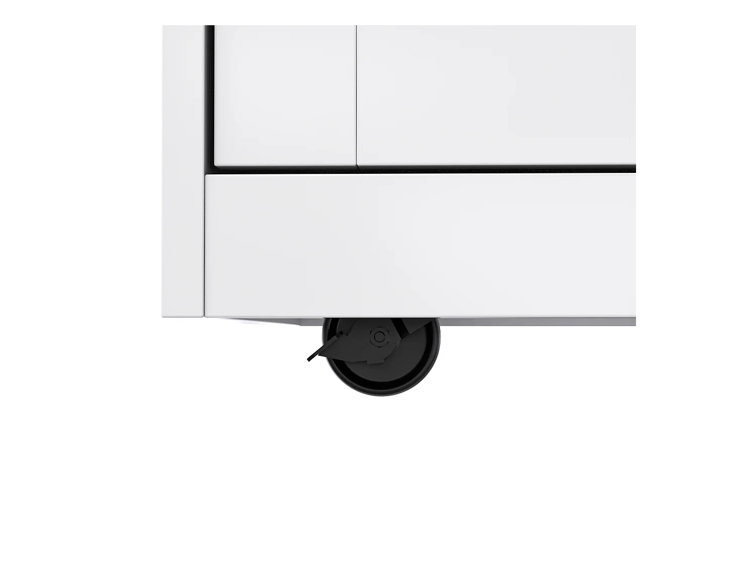 Desserte de cuisine blanc - Îlot de cuisine avec roulettes et pieds en bois - plateau rabattable - 2 tiroirs et 4 portes