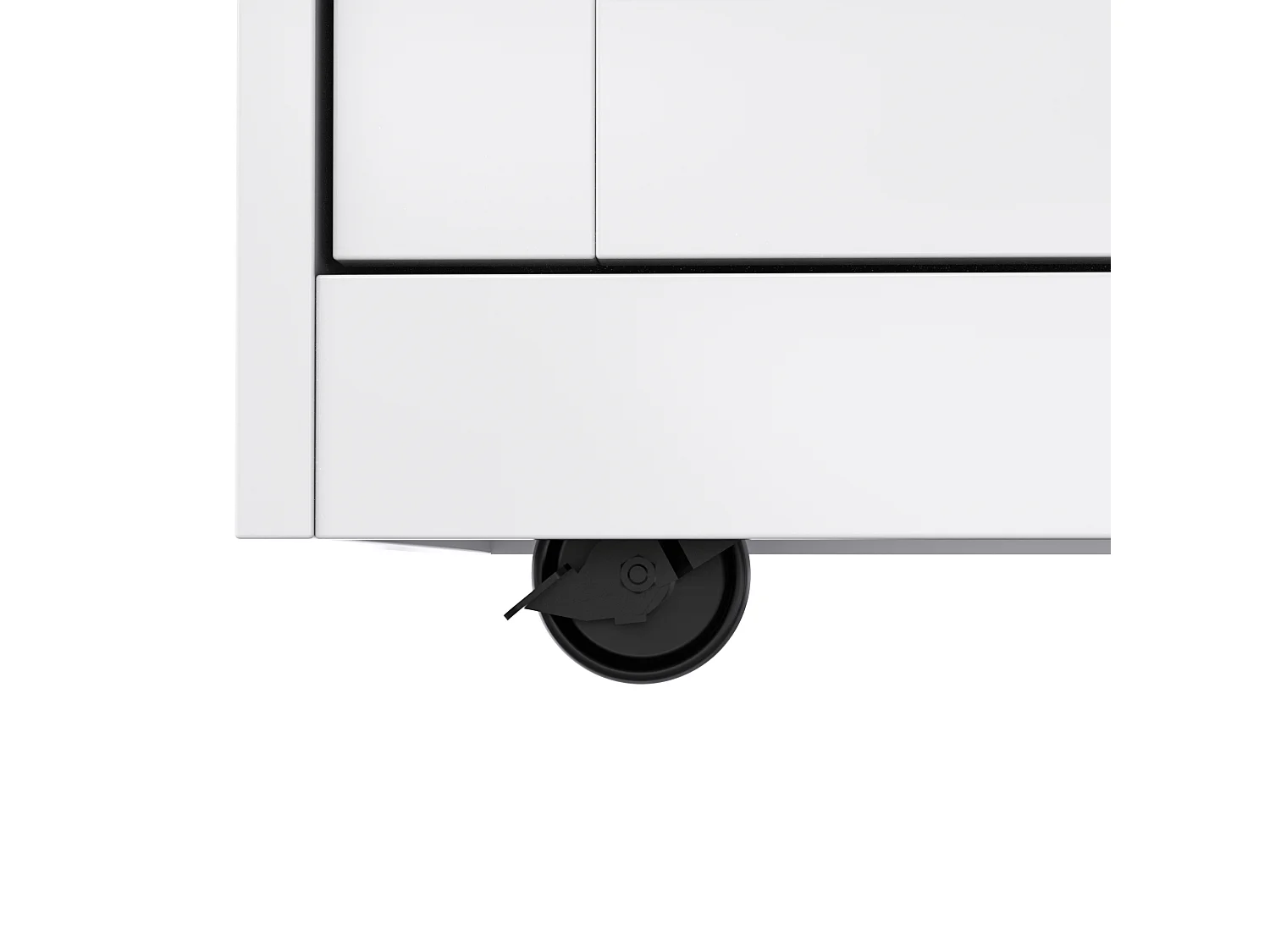 Desserte de cuisine blanc - Îlot de cuisine avec roulettes et pieds en bois - plateau rabattable - 2 tiroirs et 4 portes