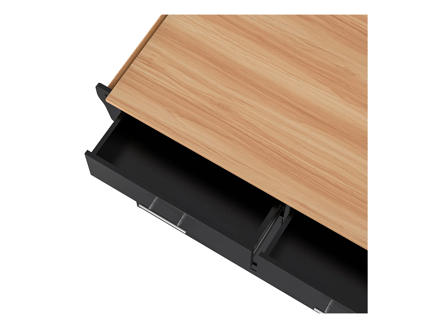 Desserte de cuisine noir - Îlot de cuisine avec roulettes et pieds en bois - plateau rabattable - 2 tiroirs et 4 portes