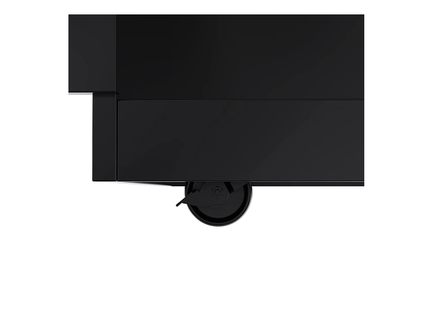 Desserte de cuisine noir - Îlot de cuisine avec roulettes et pieds en bois - plateau rabattable - 2 tiroirs et 4 portes