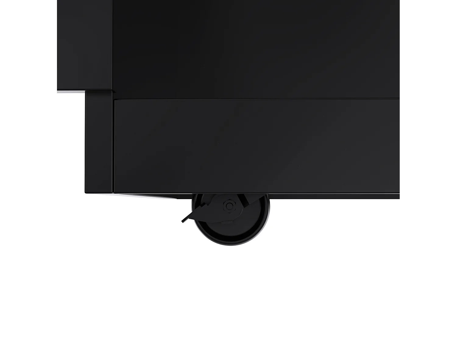 Desserte de cuisine noir - Îlot de cuisine avec roulettes et pieds en bois - plateau rabattable - 2 tiroirs et 4 portes