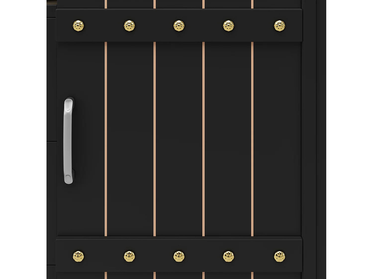 Desserte de cuisine mobile - Îlot de cuisine noir avec porte coulissante et roulettes - plan de travail pliable - 3 tiroirs