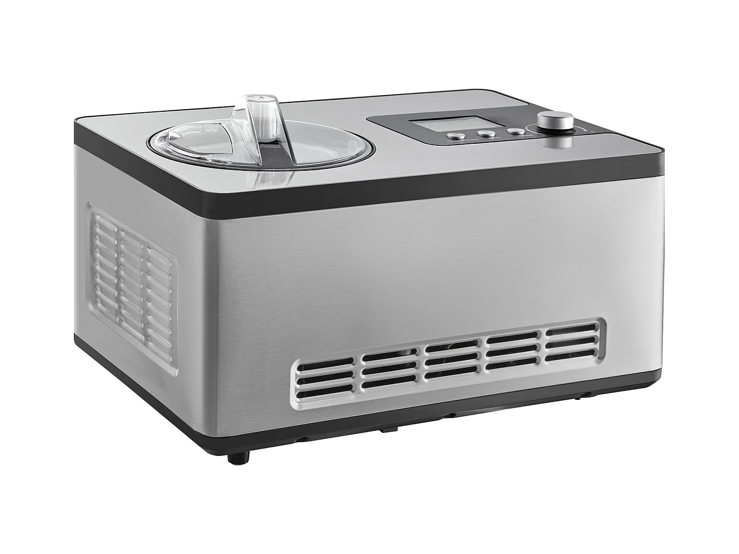 Sorbetière Automatique SucceBuy de 2 L, Sorbetière Électrique en Acier Inoxydable, Machine à Glace à 3 Modes avec Écran LCD et Minuterie, Argent