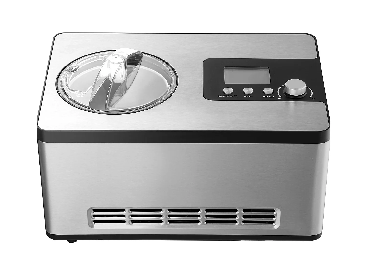 Sorbetière Automatique SucceBuy de 2 L, Sorbetière Électrique en Acier Inoxydable, Machine à Glace à 3 Modes avec Écran LCD et Minuterie, Argent