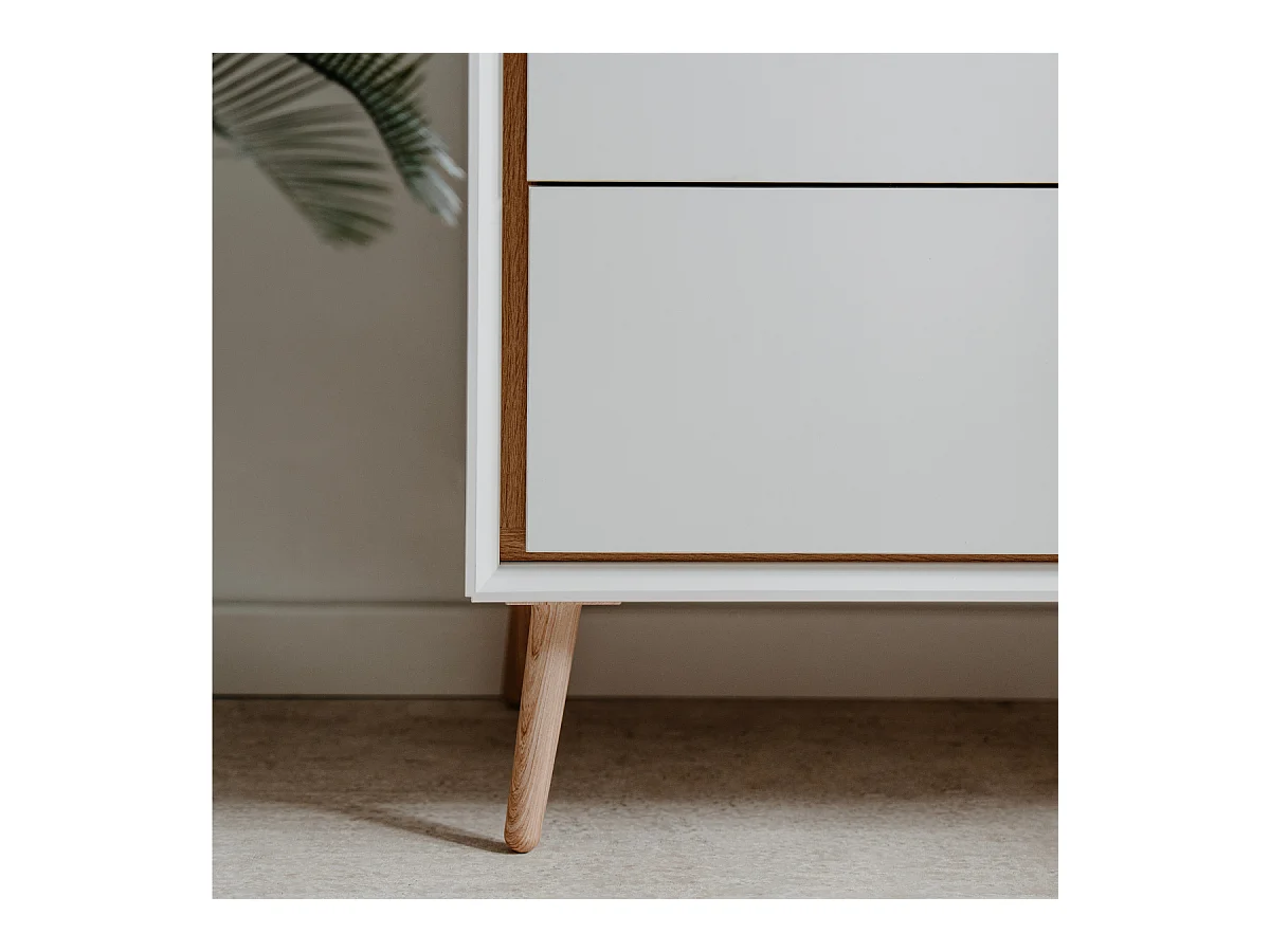 Buffet haut 2 portes vitrées, 2 tiroirs, 6 étagères à l'intérieur L90cm - ARONA