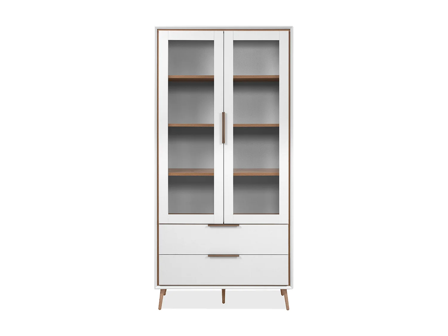 Buffet haut 2 portes vitrées, 2 tiroirs, 6 étagères à l'intérieur L90cm - ARONA