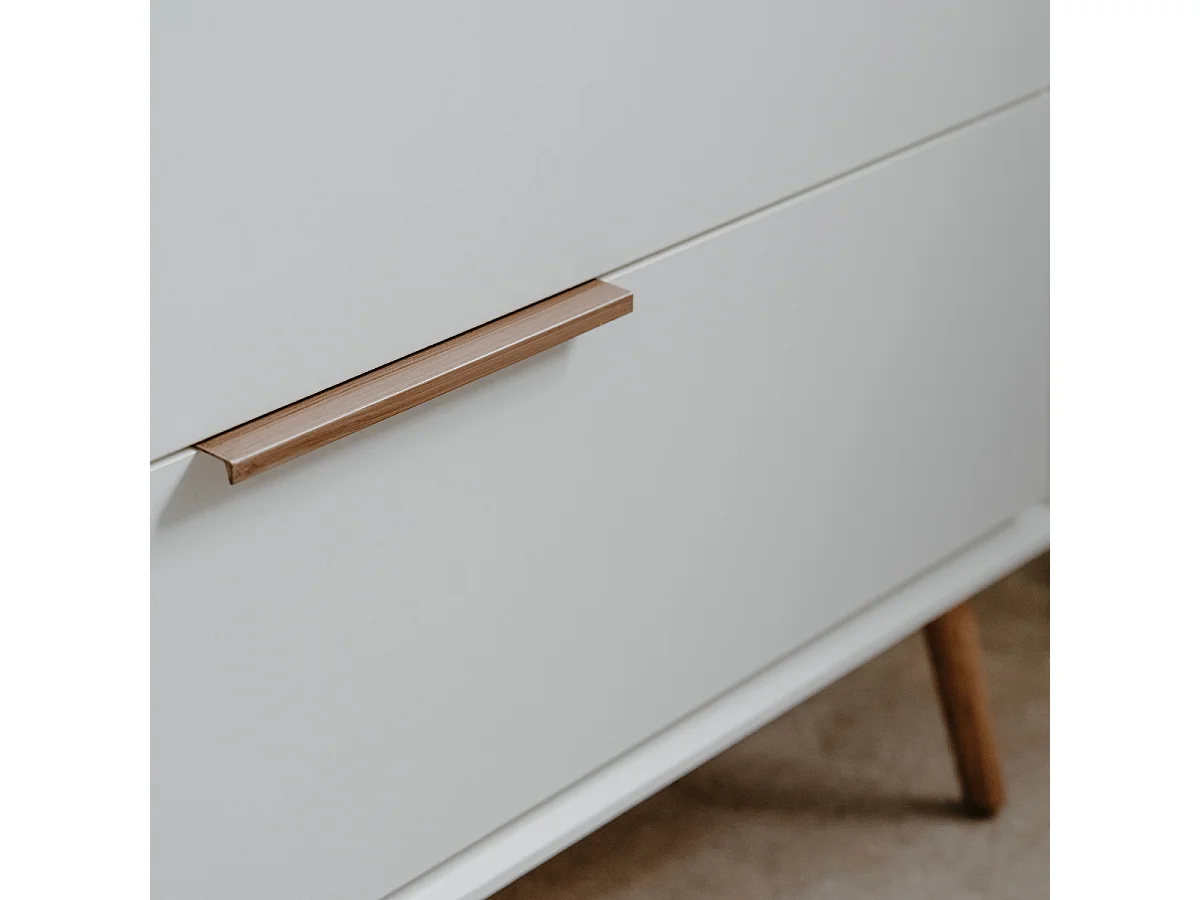 Buffet haut 2 portes vitrées, 2 tiroirs, 6 étagères à l'intérieur L90cm - ARONA