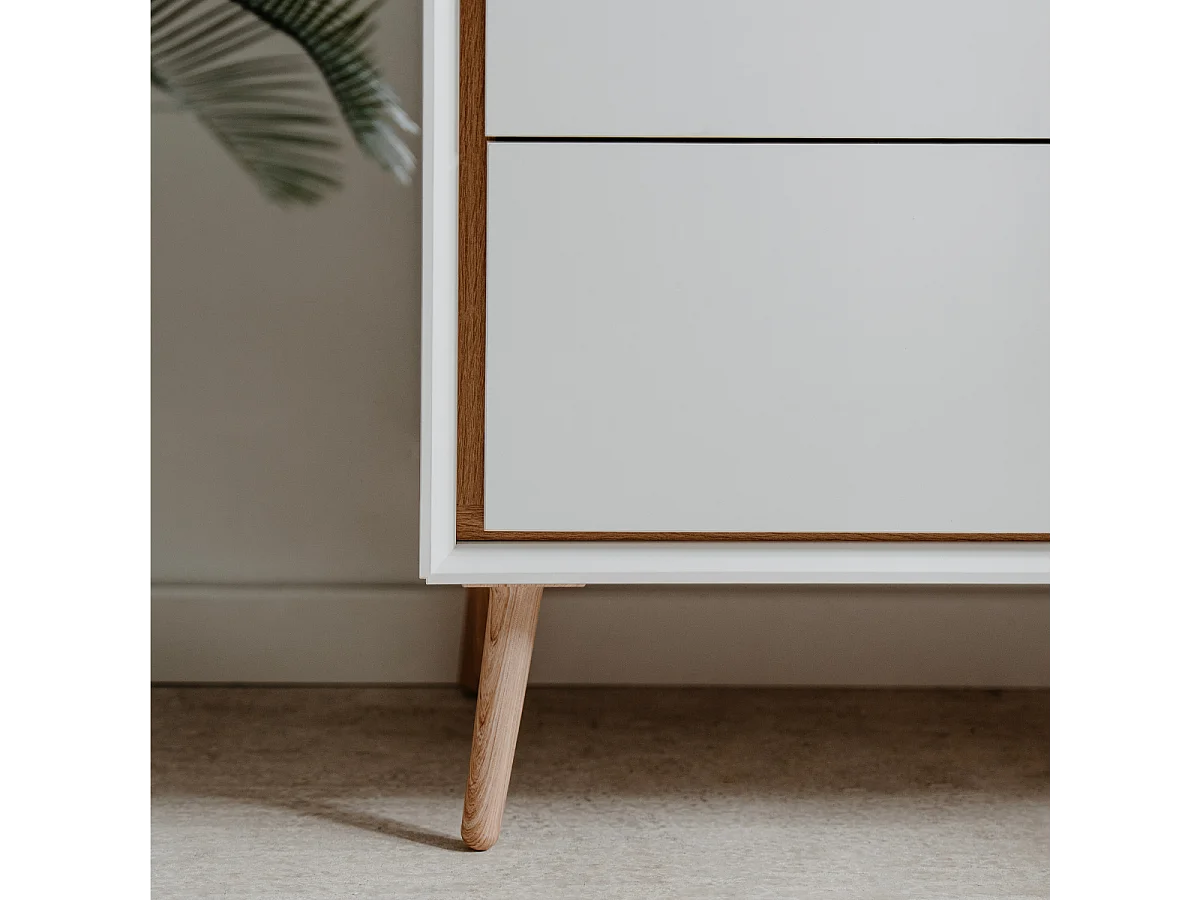 Buffet haut 2 portes vitrées, 2 tiroirs, 6 étagères à l'intérieur L90cm - ARONA