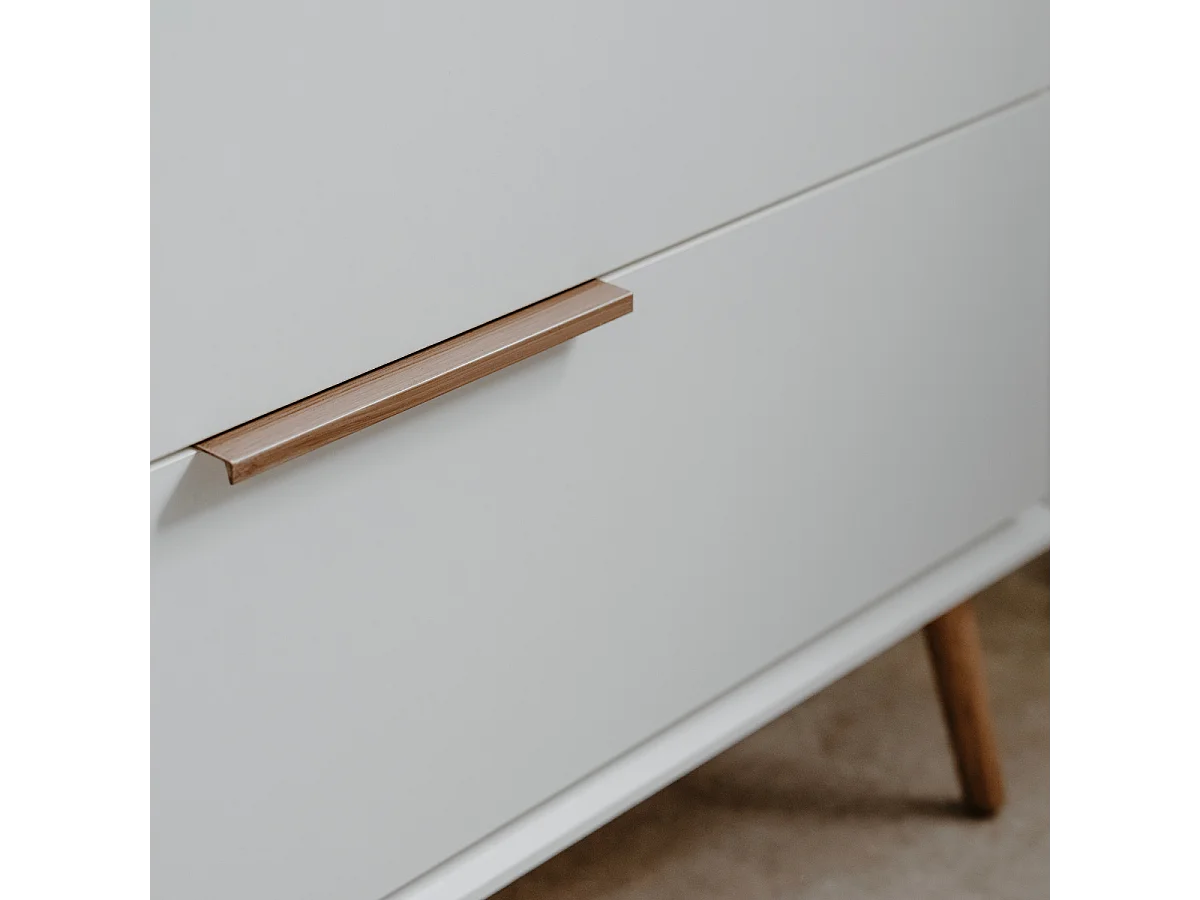 Buffet haut 2 portes vitrées, 2 tiroirs, 6 étagères à l'intérieur L90cm - ARONA