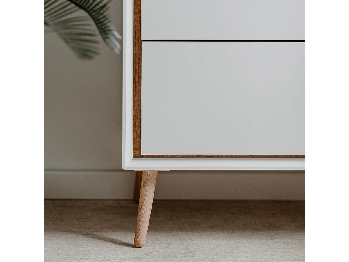 Szafka wysoka z 2 szklanymi drzwiami, 2 szufladami i 6 półkami L90cm - ARONA