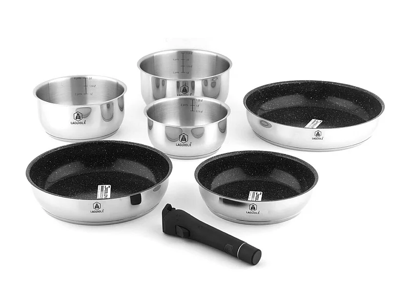 Set de 7 pièces inox amovible antiadhésif - "Réactif"