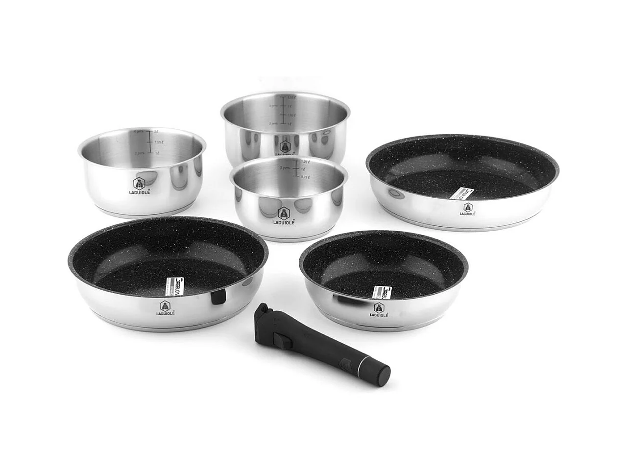 Set de 7 pièces inox amovible antiadhésif - "Réactif"