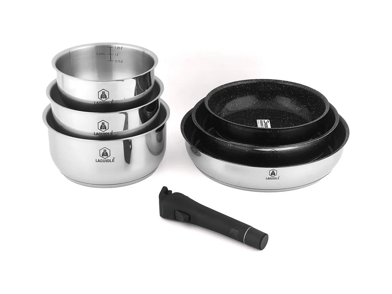 Set de 7 pièces inox amovible antiadhésif - "Réactif"