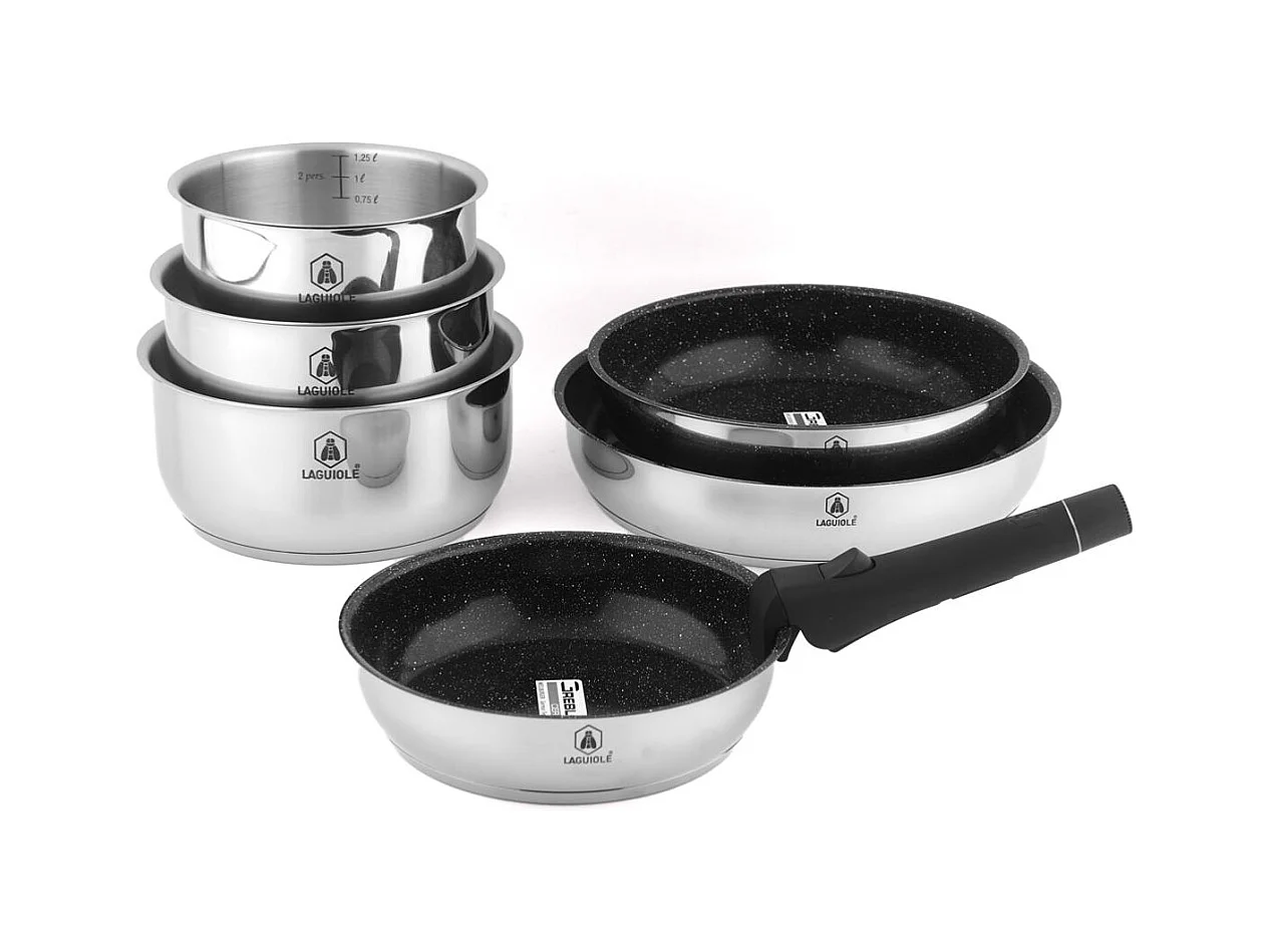 Set de 7 pièces inox amovible antiadhésif - "Réactif"