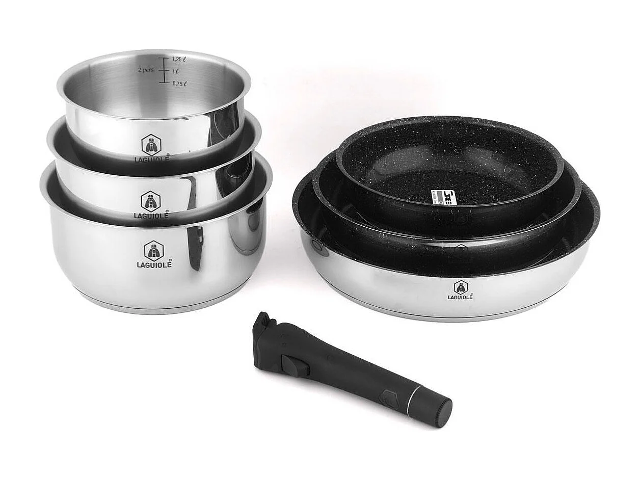 Set de 7 pièces inox amovible antiadhésif - "Réactif"