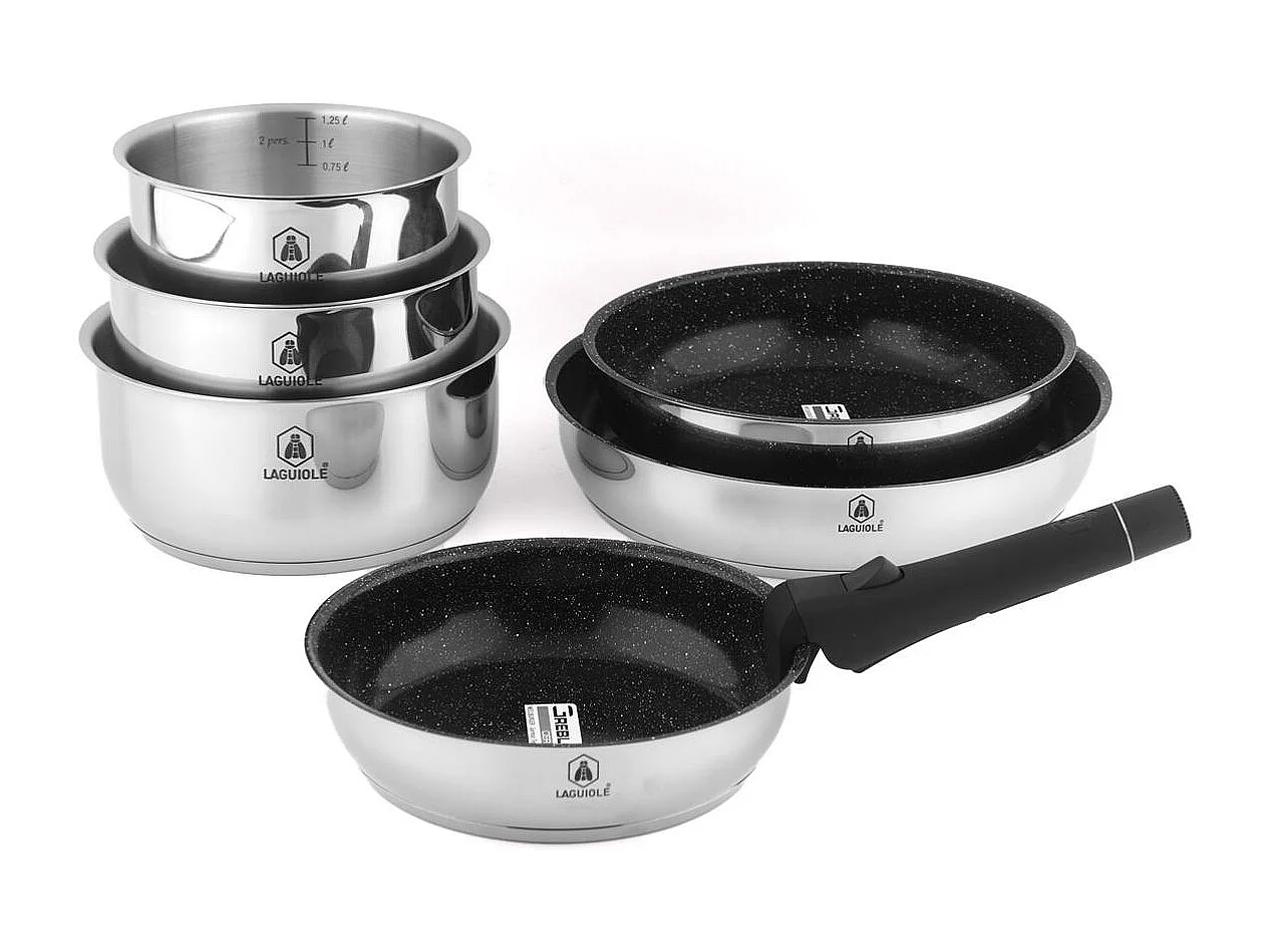 Set de 7 pièces inox amovible antiadhésif - "Réactif"