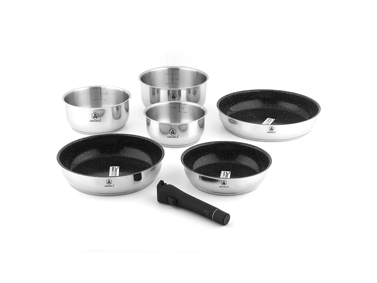 Set de 7 pièces inox amovible antiadhésif - "Réactif"