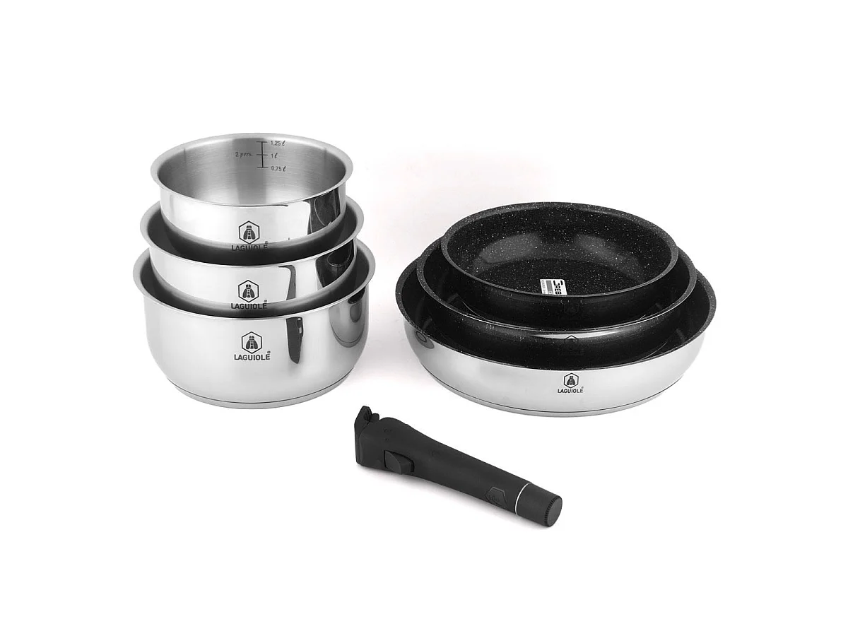 Set de 7 pièces inox amovible antiadhésif - "Réactif"