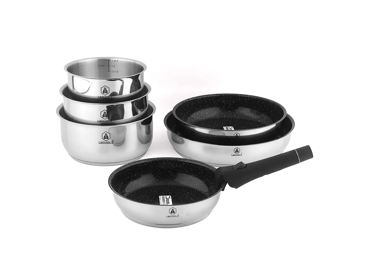 Set de 7 pièces inox amovible antiadhésif - "Réactif"