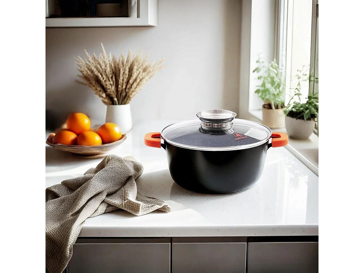 Faitout noir 24cm revêtement céramique - "RobuCook"