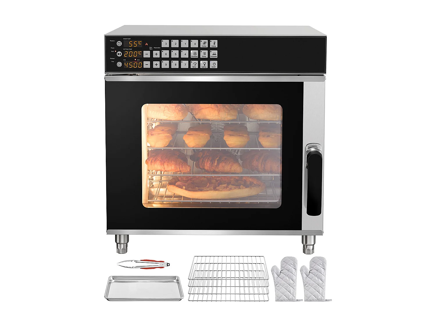 Four à Convection SucceBuy Commercial 58L en Acier Inoxydable 2800 W sur Plan de Travail, pour la Pâtisserie au Restaurant et à la Maison